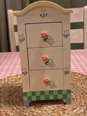 3-Drawer Damask Rose Chest Miniature Jewelry Box
